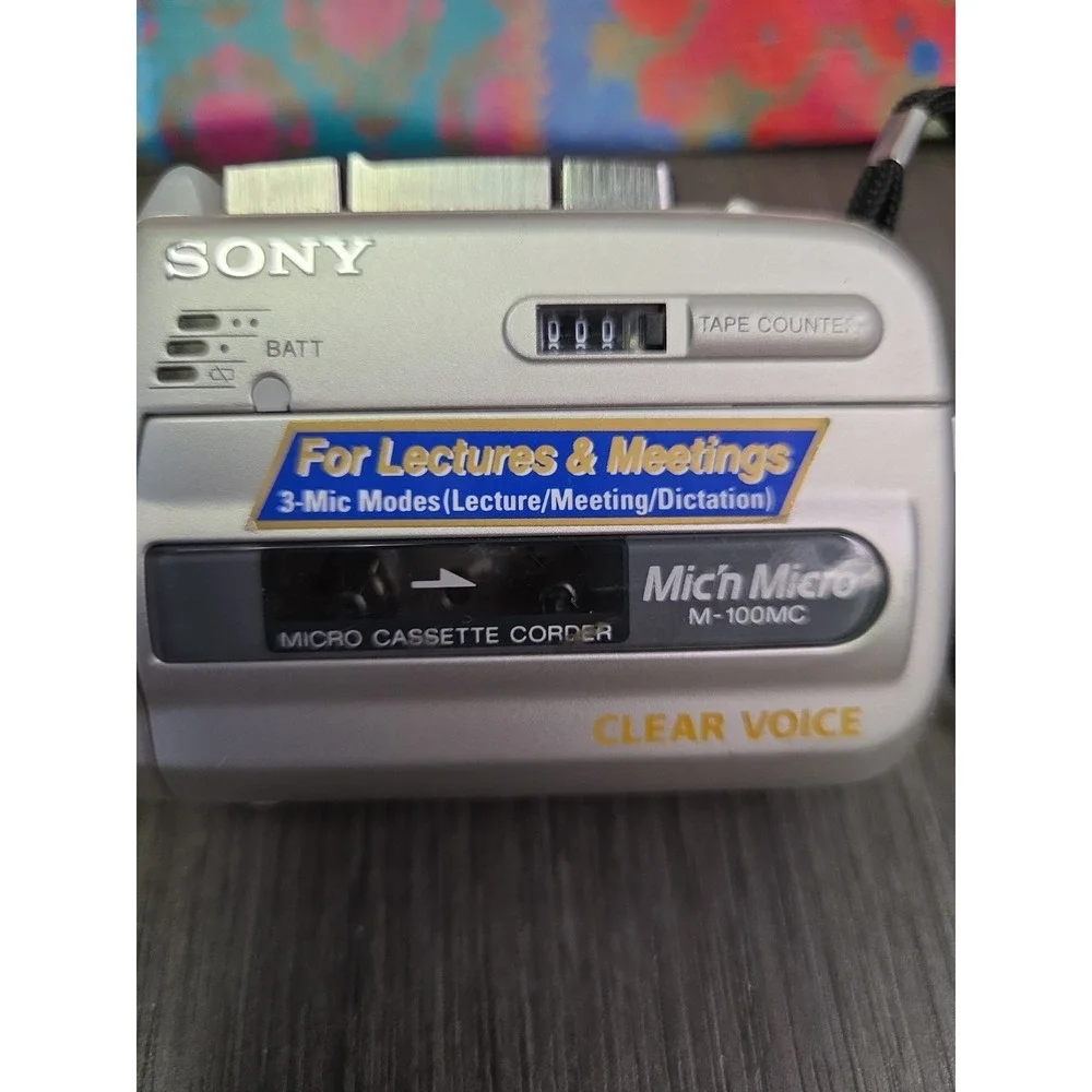 Sony Microcassette M-100MC Silver Handheld Microcassette Clear Voice Recorder